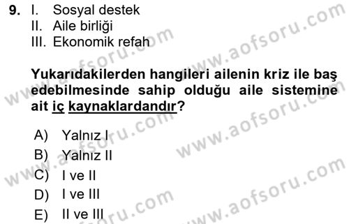 Aile İçi Uyumlu Etkileşim Dersi 2020 - 2021 Yılı Yaz Okulu Sınav Soruları 9. Soru