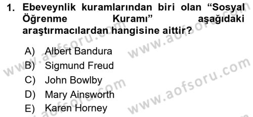 Aile İçi Uyumlu Etkileşim Dersi 2021 - 2022 Yılı (Vize) Ara Sınav Soruları 1. Soru