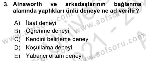 Aile İçi Uyumlu Etkileşim Dersi 2021 - 2022 Yılı (Vize) Ara Sınav Soruları 3. Soru