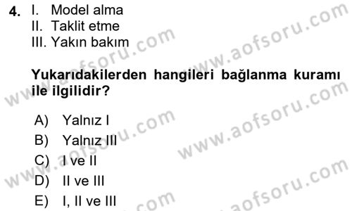 Aile İçi Uyumlu Etkileşim Dersi 2021 - 2022 Yılı (Vize) Ara Sınav Soruları 4. Soru