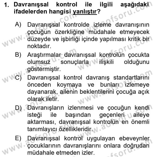 Aile İçi Uyumlu Etkileşim Dersi 2021 - 2022 Yılı (Final) Dönem Sonu Sınav Soruları 1. Soru
