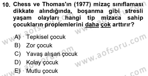 Aile İçi Uyumlu Etkileşim Dersi 2021 - 2022 Yılı (Final) Dönem Sonu Sınav Soruları 10. Soru
