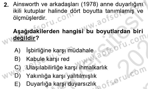 Aile İçi Uyumlu Etkileşim Dersi 2021 - 2022 Yılı (Final) Dönem Sonu Sınav Soruları 2. Soru