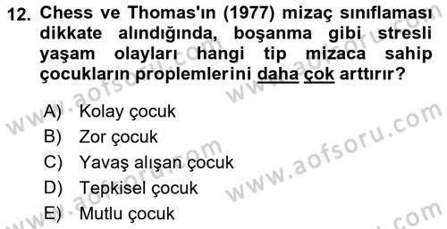 Aile İçi Uyumlu Etkileşim Dersi 2021 - 2022 Yılı Yaz Okulu Sınav Soruları 12. Soru