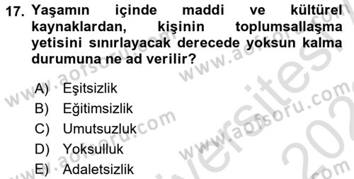 Aile İçi Uyumlu Etkileşim Dersi 2021 - 2022 Yılı Yaz Okulu Sınav Soruları 17. Soru