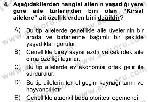 Aile İçi Uyumlu Etkileşim Dersi 2021 - 2022 Yılı Yaz Okulu Sınav Soruları 4. Soru