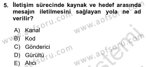 Aile İçi Uyumlu Etkileşim Dersi 2021 - 2022 Yılı Yaz Okulu Sınav Soruları 5. Soru