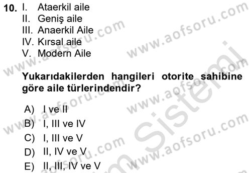 Aile İçi Uyumlu Etkileşim Dersi 2022 - 2023 Yılı (Vize) Ara Sınav Soruları 10. Soru