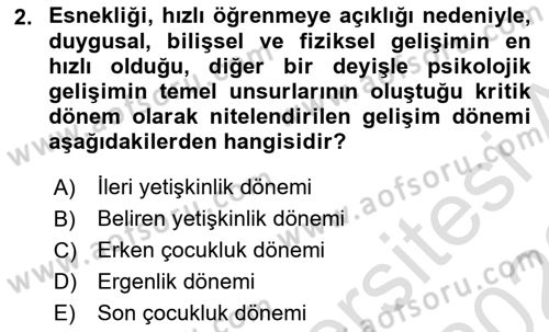 Aile İçi Uyumlu Etkileşim Dersi 2022 - 2023 Yılı (Vize) Ara Sınav Soruları 2. Soru