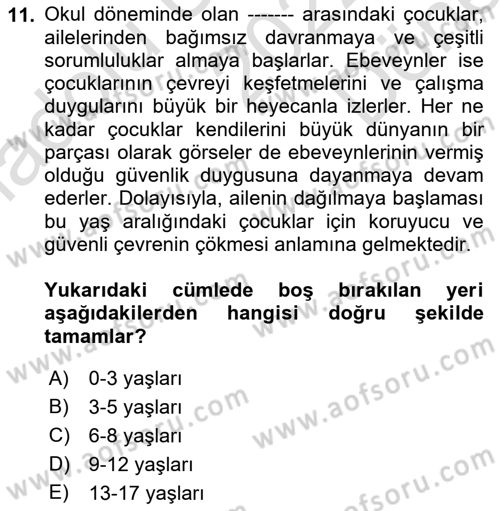 Aile İçi Uyumlu Etkileşim Dersi 2022 - 2023 Yılı (Final) Dönem Sonu Sınav Soruları 11. Soru