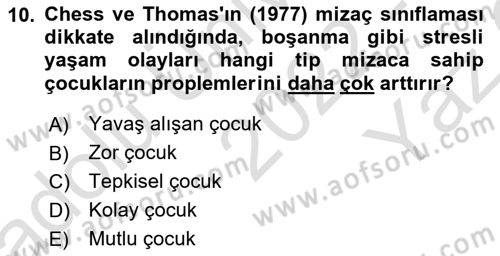 Aile İçi Uyumlu Etkileşim Dersi 2022 - 2023 Yılı Yaz Okulu Sınav Soruları 10. Soru