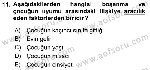 Aile İçi Uyumlu Etkileşim Dersi 2022 - 2023 Yılı Yaz Okulu Sınav Soruları 11. Soru