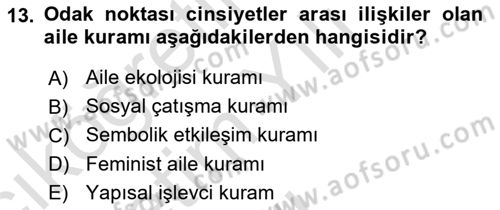 Aile İçi Uyumlu Etkileşim Dersi 2022 - 2023 Yılı Yaz Okulu Sınav Soruları 13. Soru