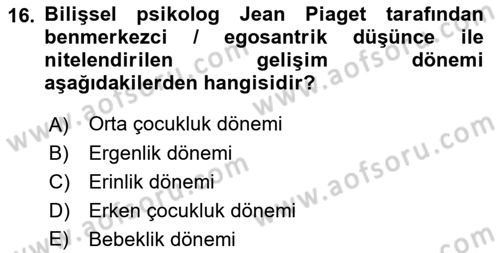 Aile İçi Uyumlu Etkileşim Dersi 2022 - 2023 Yılı Yaz Okulu Sınav Soruları 16. Soru