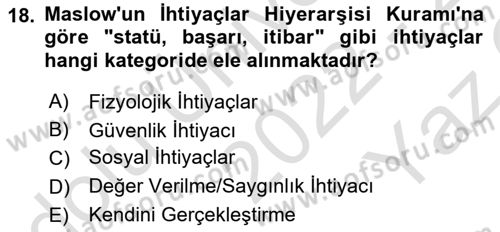 Aile İçi Uyumlu Etkileşim Dersi 2022 - 2023 Yılı Yaz Okulu Sınav Soruları 18. Soru