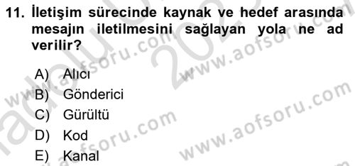 Aile İçi Uyumlu Etkileşim Dersi 2023 - 2024 Yılı (Vize) Ara Sınav Soruları 11. Soru