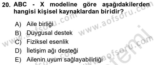 Aile İçi Uyumlu Etkileşim Dersi 2023 - 2024 Yılı (Vize) Ara Sınav Soruları 20. Soru