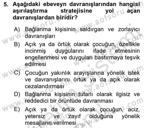 Aile İçi Uyumlu Etkileşim Dersi 2023 - 2024 Yılı (Vize) Ara Sınav Soruları 5. Soru