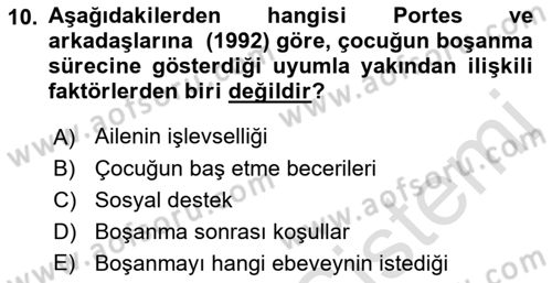 Aile İçi Uyumlu Etkileşim Dersi 2023 - 2024 Yılı (Final) Dönem Sonu Sınav Soruları 10. Soru
