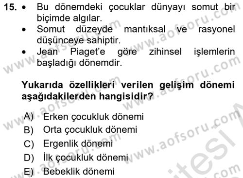Aile İçi Uyumlu Etkileşim Dersi 2023 - 2024 Yılı (Final) Dönem Sonu Sınav Soruları 15. Soru