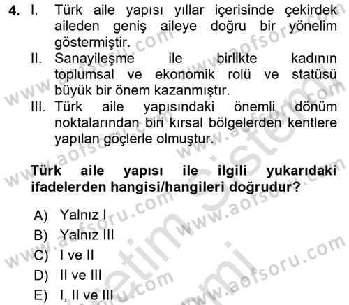 Aile İçi Uyumlu Etkileşim Dersi 2023 - 2024 Yılı (Final) Dönem Sonu Sınav Soruları 4. Soru