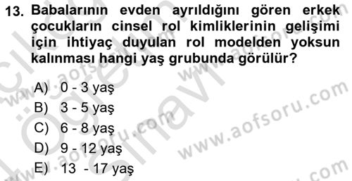 Aile İçi Uyumlu Etkileşim Dersi 2023 - 2024 Yılı Yaz Okulu Sınav Soruları 13. Soru