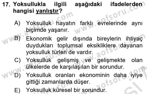 Aile İçi Uyumlu Etkileşim Dersi 2023 - 2024 Yılı Yaz Okulu Sınav Soruları 17. Soru