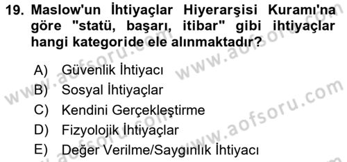 Aile İçi Uyumlu Etkileşim Dersi 2023 - 2024 Yılı Yaz Okulu Sınav Soruları 19. Soru