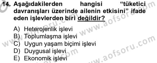 Tüketim Bilinci ve Bilinçli Tüketici Dersi 2012 - 2013 Yılı (Vize) Ara Sınav Soruları 14. Soru