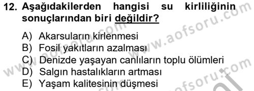Tüketim Bilinci ve Bilinçli Tüketici Dersi 2012 - 2013 Yılı (Final) Dönem Sonu Sınavı 12. Soru