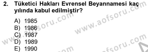 Tüketim Bilinci ve Bilinçli Tüketici Dersi 2012 - 2013 Yılı (Final) Dönem Sonu Sınav Soruları 2. Soru