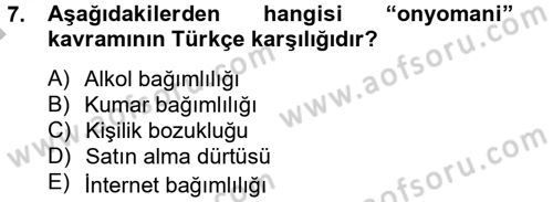 Tüketim Bilinci ve Bilinçli Tüketici Dersi 2012 - 2013 Yılı (Final) Dönem Sonu Sınavı 7. Soru