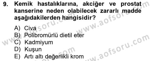 Tüketim Bilinci ve Bilinçli Tüketici Dersi 2012 - 2013 Yılı (Final) Dönem Sonu Sınav Soruları 9. Soru