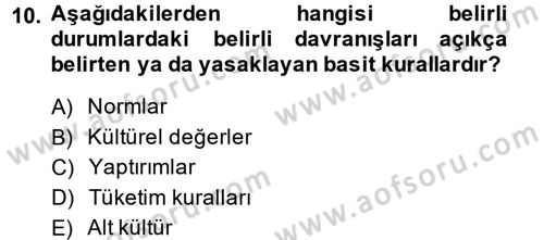 Tüketim Bilinci ve Bilinçli Tüketici Dersi 2013 - 2014 Yılı (Vize) Ara Sınav Soruları 10. Soru
