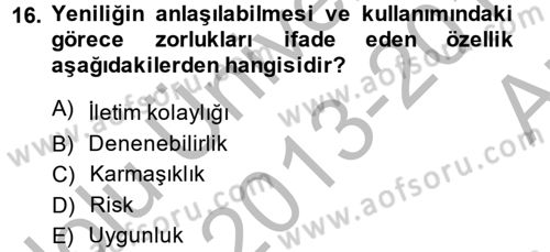 Tüketim Bilinci ve Bilinçli Tüketici Dersi 2013 - 2014 Yılı (Vize) Ara Sınav Soruları 16. Soru