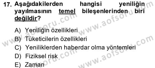 Tüketim Bilinci ve Bilinçli Tüketici Dersi 2013 - 2014 Yılı (Vize) Ara Sınav Soruları 17. Soru