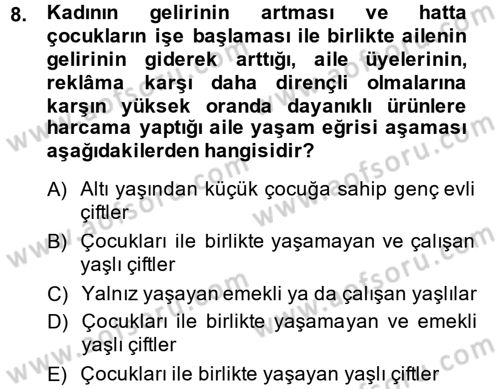 Tüketim Bilinci ve Bilinçli Tüketici Dersi 2013 - 2014 Yılı (Vize) Ara Sınav Soruları 8. Soru