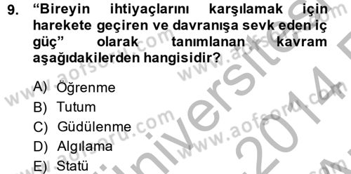 Tüketim Bilinci ve Bilinçli Tüketici Dersi 2013 - 2014 Yılı (Vize) Ara Sınav Soruları 9. Soru