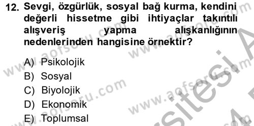 Tüketim Bilinci ve Bilinçli Tüketici Dersi 2013 - 2014 Yılı (Final) Dönem Sonu Sınav Soruları 12. Soru