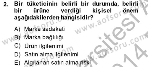 Tüketim Bilinci ve Bilinçli Tüketici Dersi 2013 - 2014 Yılı (Final) Dönem Sonu Sınav Soruları 2. Soru
