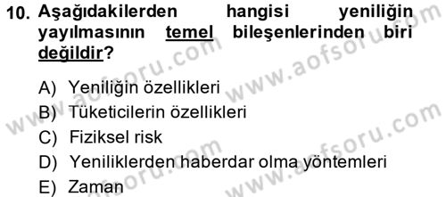 Tüketim Bilinci ve Bilinçli Tüketici Dersi 2013 - 2014 Yılı Tek Ders Sınav Soruları 10. Soru