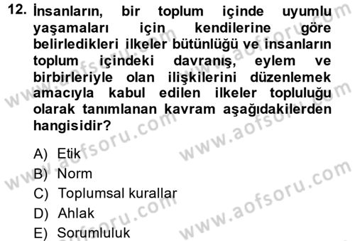 Tüketim Bilinci ve Bilinçli Tüketici Dersi 2013 - 2014 Yılı Tek Ders Sınav Soruları 12. Soru