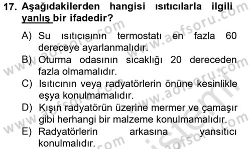 Tüketim Bilinci ve Bilinçli Tüketici Dersi 2013 - 2014 Yılı Tek Ders Sınav Soruları 17. Soru