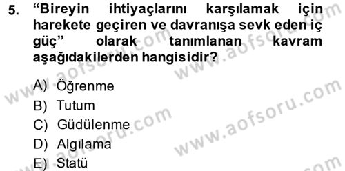 Tüketim Bilinci ve Bilinçli Tüketici Dersi 2013 - 2014 Yılı Tek Ders Sınav Soruları 5. Soru