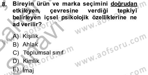 Tüketim Bilinci ve Bilinçli Tüketici Dersi 2014 - 2015 Yılı (Vize) Ara Sınav Soruları 8. Soru