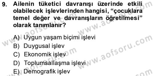 Tüketim Bilinci ve Bilinçli Tüketici Dersi 2014 - 2015 Yılı (Vize) Ara Sınav Soruları 9. Soru