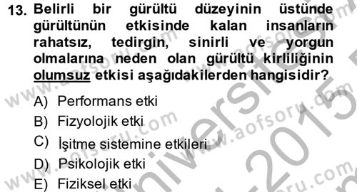 Tüketim Bilinci ve Bilinçli Tüketici Dersi 2014 - 2015 Yılı (Final) Dönem Sonu Sınavı 13. Soru