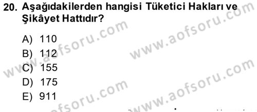 Tüketim Bilinci ve Bilinçli Tüketici Dersi 2014 - 2015 Yılı (Final) Dönem Sonu Sınav Soruları 20. Soru