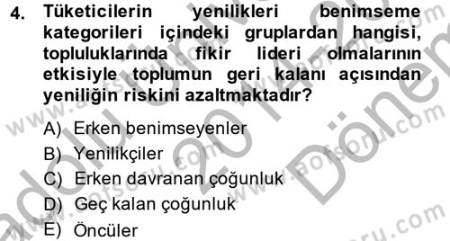Tüketim Bilinci ve Bilinçli Tüketici Dersi 2014 - 2015 Yılı (Final) Dönem Sonu Sınav Soruları 4. Soru