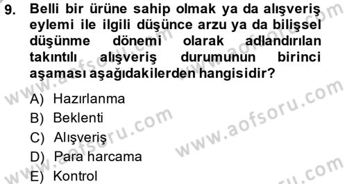 Tüketim Bilinci ve Bilinçli Tüketici Dersi 2014 - 2015 Yılı (Final) Dönem Sonu Sınavı 9. Soru